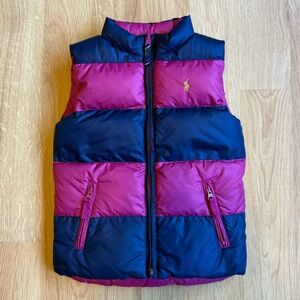 EUC Ralph Lauren Girl Reversible Down Filled Puffer Vest-Pink and Blue